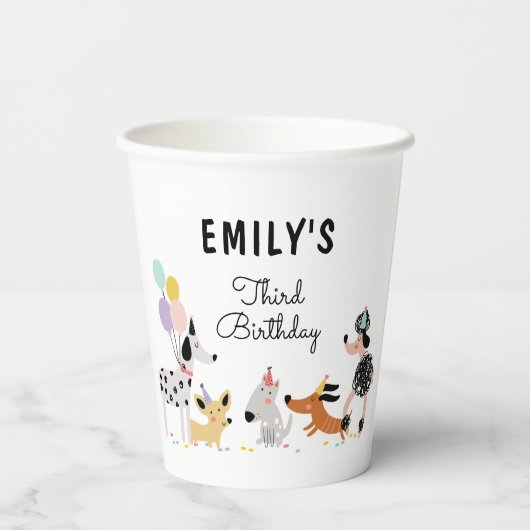 Dog Birthday Puppy Pawty Animals Pet Modern Papieren Bekers (Achterkant)