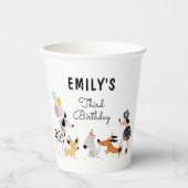 Dog Birthday Puppy Pawty Animals Pet Modern Papieren Bekers (Voorkant)