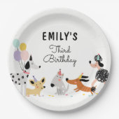 Dog Birthday Puppy Pawty Animals Pet Modern Papieren Bordje (Voorkant)