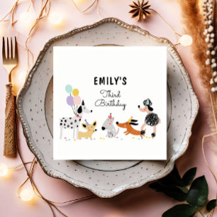 Dog Birthday Puppy Pawty Animals Pet Modern Servet