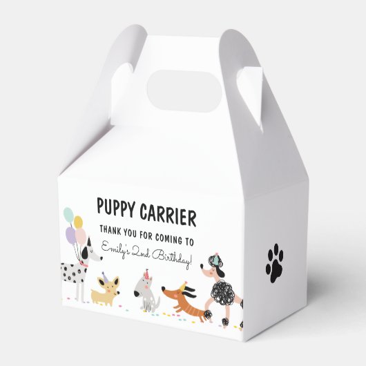 Dog Birthday Puppy Pawty Animals Puppy Carrier Bedankdoosjes (Voorkant Zijde)
