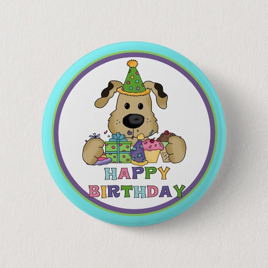 Dog Birthday Ronde Button 5,7 Cm (Voorkant)