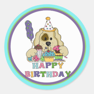 Dog Birthday Ronde Sticker