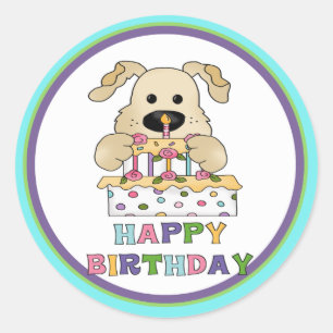 Dog Birthday Ronde Sticker