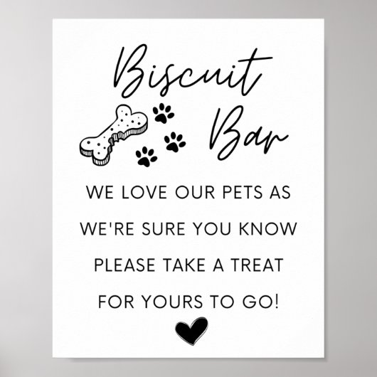 Dog Biscuit Bar | Weddenschap | Dog Wedding Favor Poster (Voorkant)