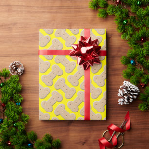 Dog Biscuit Bone Pattern Yellow Cadeaupapier