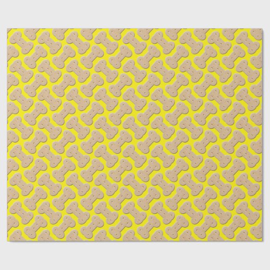 Dog Biscuit Bone Pattern Yellow Cadeaupapier (Vlak)