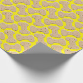 Dog Biscuit Bone Pattern Yellow Cadeaupapier (Hoek)