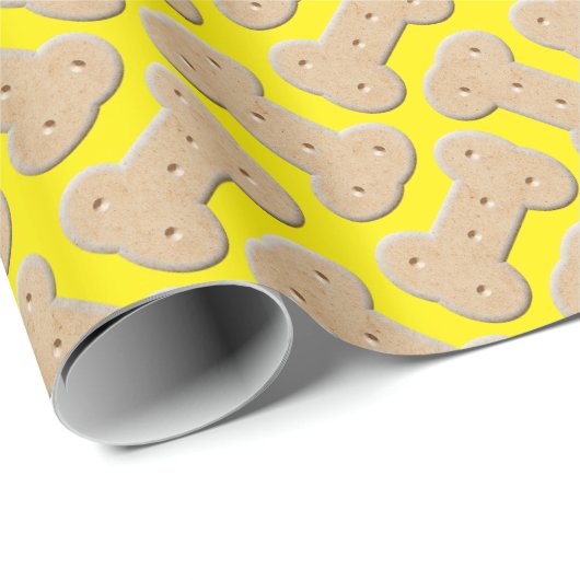 Dog Biscuit Bone Pattern Yellow Cadeaupapier (Rol Hoek)