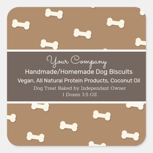 Dog Biscuit Zelfgemaakte Handgemaakte Treat Vierka Vierkante Sticker (Voorkant)