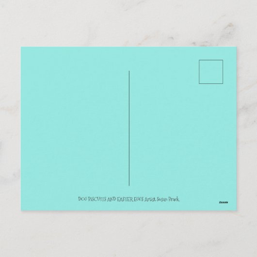 DOG BISCUITS AND EASTER EGG BASKET, CUTE POODLE FEESTDAGENKAART (Achterkant)