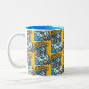 DOG BISCUITS EN EENVOUDIGERE EGG BASKET, CUTE POOD TWEEKLEURIGE KOFFIEMOK