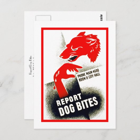 Dog Bites melden Briefkaart (Voorkant / Achterkant)