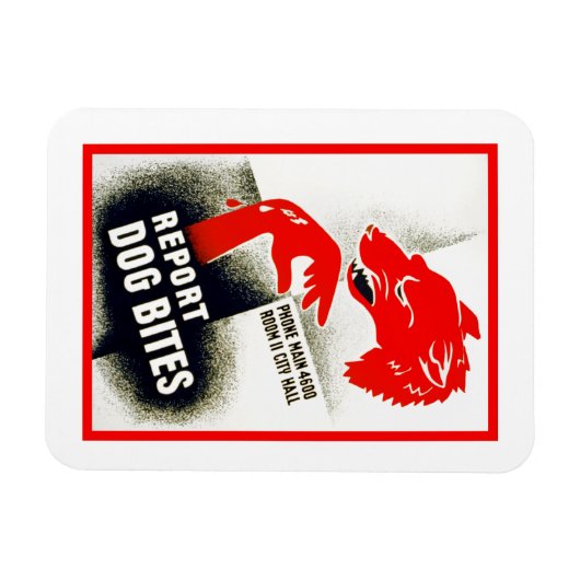 Dog Bites melden Magneet (Horizontaal)