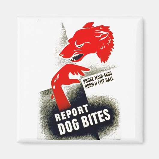 Dog Bites melden Magneet (Voorkant)