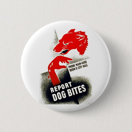 Dog Bites melden Ronde Button 5,7 Cm (Voorkant)