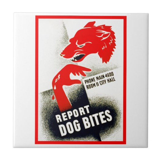 Dog Bites melden Tegeltje (Voorkant)