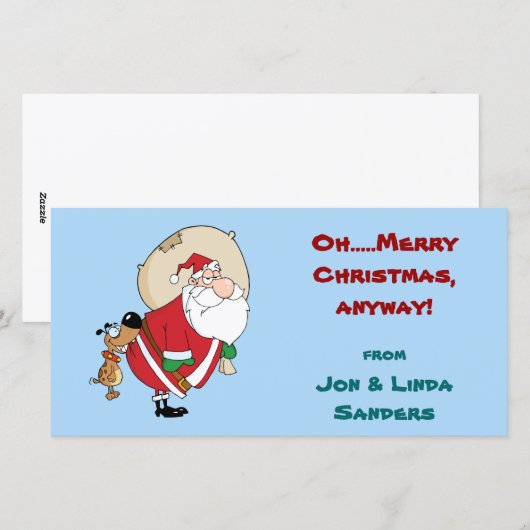 Dog Bites Santa Funny Christmas Photo Card Feestdagenkaart (Voorkant / Achterkant)