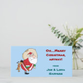 Dog Bites Santa Funny Christmas Photo Card Feestdagenkaart (Staand voorkant)