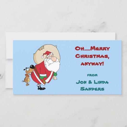 Dog Bites Santa Funny Christmas Photo Card Feestdagenkaart (Voorkant)