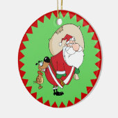 Dog Biting Santa Funny Kerstversier Keramisch Ornament (Links)