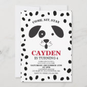 Dog black and white spot Birthday Invitation Kaart (Voorkant)