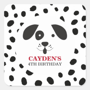 Dog Black Spot Dalmatian Birthday Vierkante Sticker