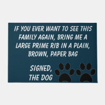 Dog Blackmail Turquoise door Mat