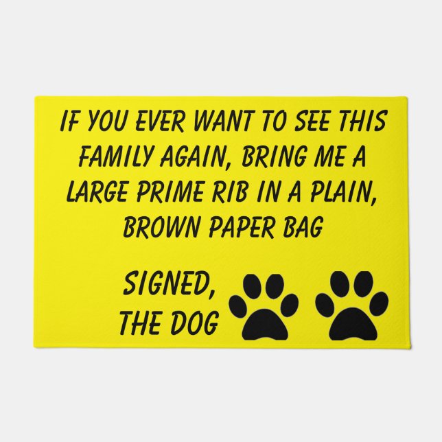 Dog Blackmail Yellow Doormat Deurmat (Voorkant)
