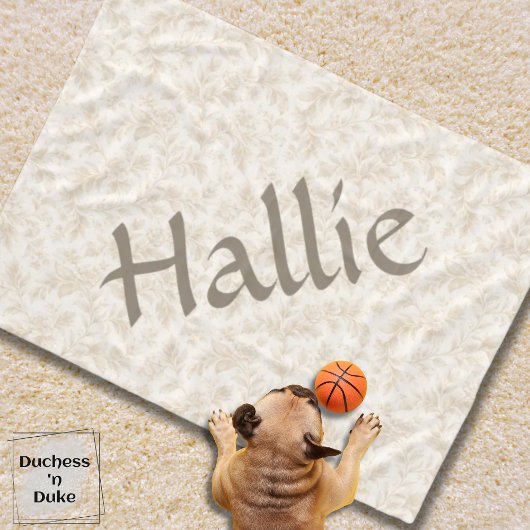 Dog Blanket - Ivory Botanical, Personalized Fleece Deken