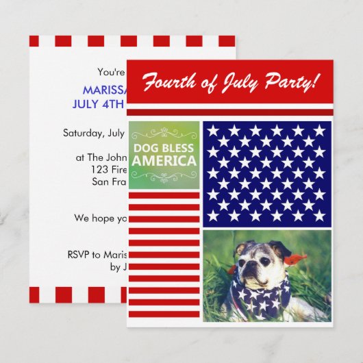 Dog Bless America Patriotic Kaart (Voorkant / Achterkant)