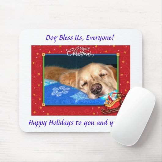 Dog Bless ons, iedereen! Holiday Mousepad Muismat (Met muis)