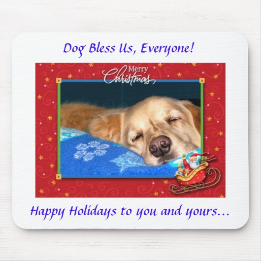 Dog Bless ons, iedereen! Holiday Mousepad Muismat (Voorkant)