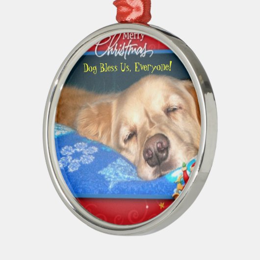 Dog Bless ons, iedereen! Kabel voor feestdag Metalen Ornament (Links)