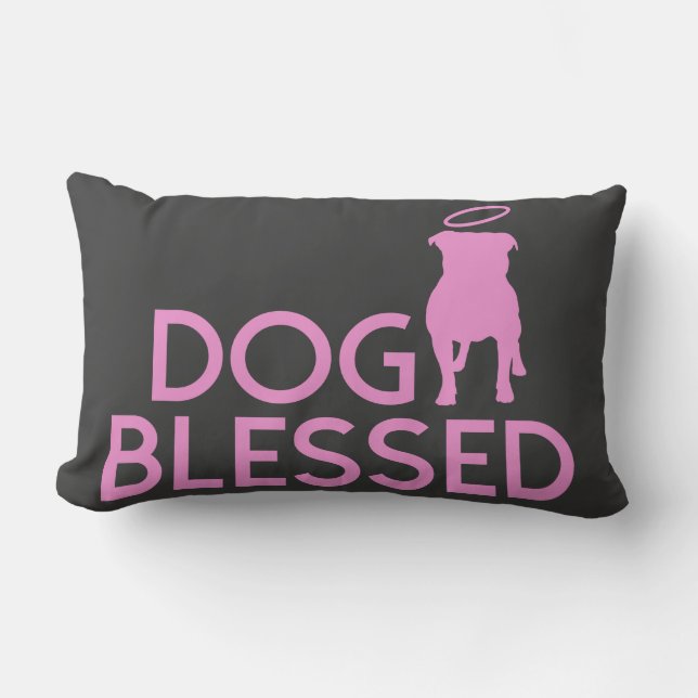 "Dog Blessed" Pit Bull Angel Accent Pillow Kussen (Voorkant)