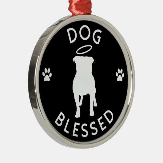 "Dog Blessed" Pit Bull Angel Round Ornament (Rechts)