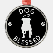 "Dog Blessed" Pit Bull Angel Round Ornament (Voorkant)