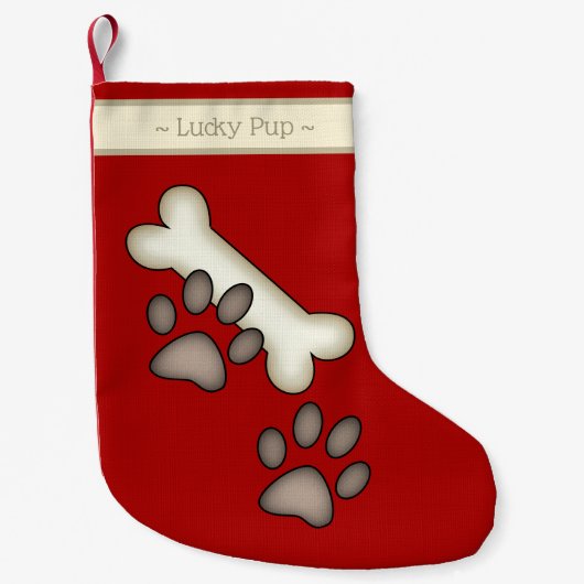 Dog Bone and Muddy Paw Print Kleine Kerstsok (Voorkant)
