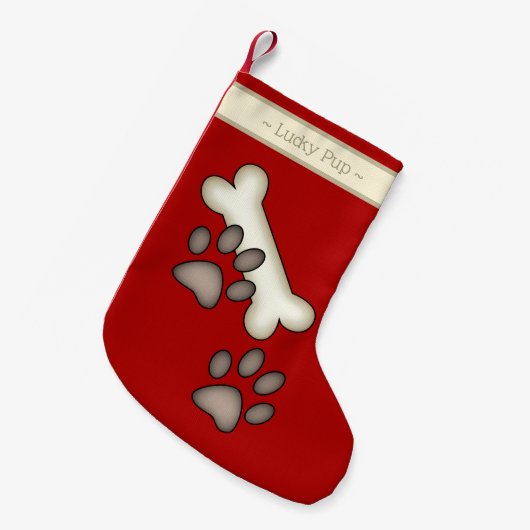 Dog Bone and Muddy Paw Print Kleine Kerstsok (Voorkant (Hangend))
