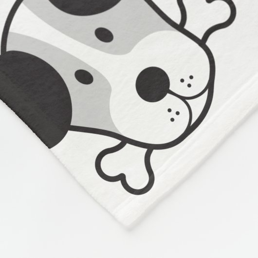 Dog & Bone Big Pattern Monochrome Fleece Deken (Hoek)