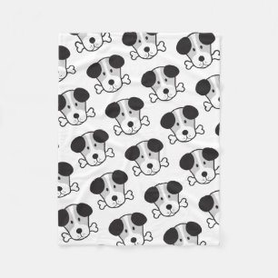 Dog & Bone Big Pattern Monochrome Fleece Deken