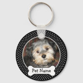 Dog Bone en Black Polka Dot Pet Photo Lijst Sleutelhanger (Voorkant)