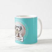 Dog Bone en Blue Polka Dot Pet Photo Lijst Koffiemok (Voorkant rechts)