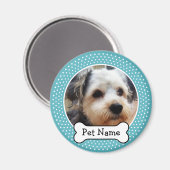 Dog Bone en Blue Polka Dot Pet Photo Lijst Magneet (Voorkant / Achterkant)