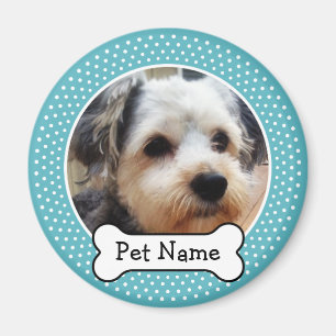 Dog Bone en Blue Polka Dot Pet Photo Lijst Magneet