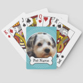 Dog Bone en Blue Polka Dot Pet Photo Lijst Speelkaarten (Achterkant)