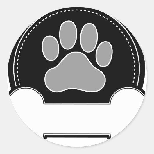 Dog Bone en Paw Ronde Sticker (Voorkant)