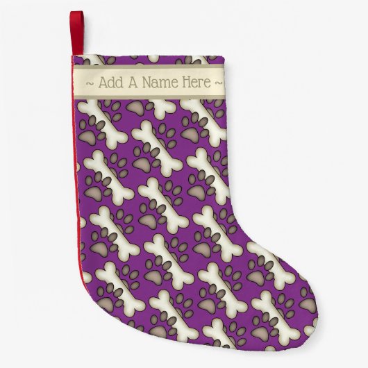 Dog Bone en Pawprint Kleine Kerstsok (Voorkant)