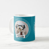 Dog Bone en Polka Dot Pet Photo Lijst - Blauw Koffiemok (Voorkant links)