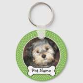 Dog Bone en Polka Dot Pet Photo Lijst Sleutelhanger (Voorkant)